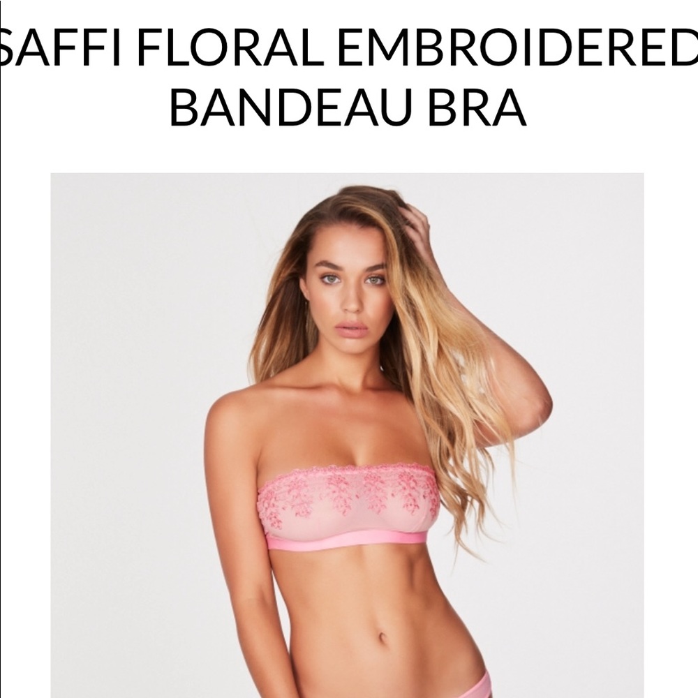 Flower embroidered bandeau bra